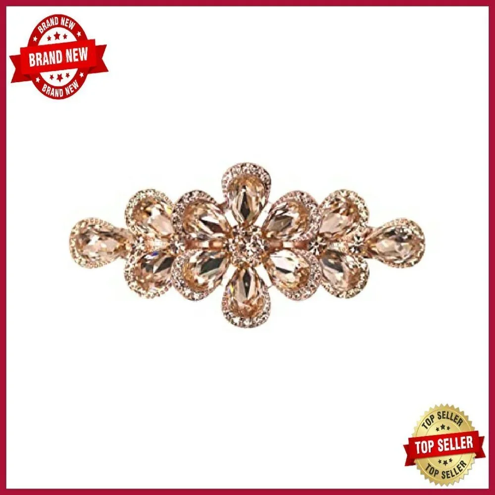 Rhinestone Crystal Floral Hair Barrette Clip 3